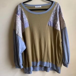 Free People Patchwork Crewneck